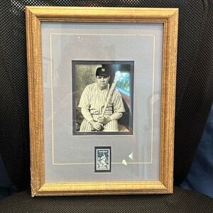 Baseball Collectible Framed and matted photo of Babe Ruth with 20c US  stamp